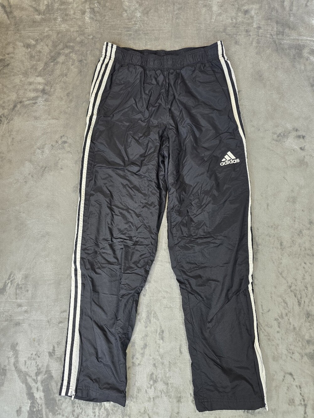 Adidas Woven Lined Splash Track Pants Woman's Size Medium Black Stripes